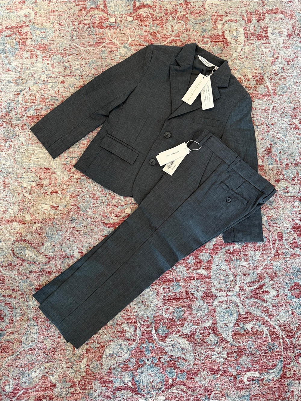 Janie and Jack Charcoal Gray Suit Jacket and Pants Set